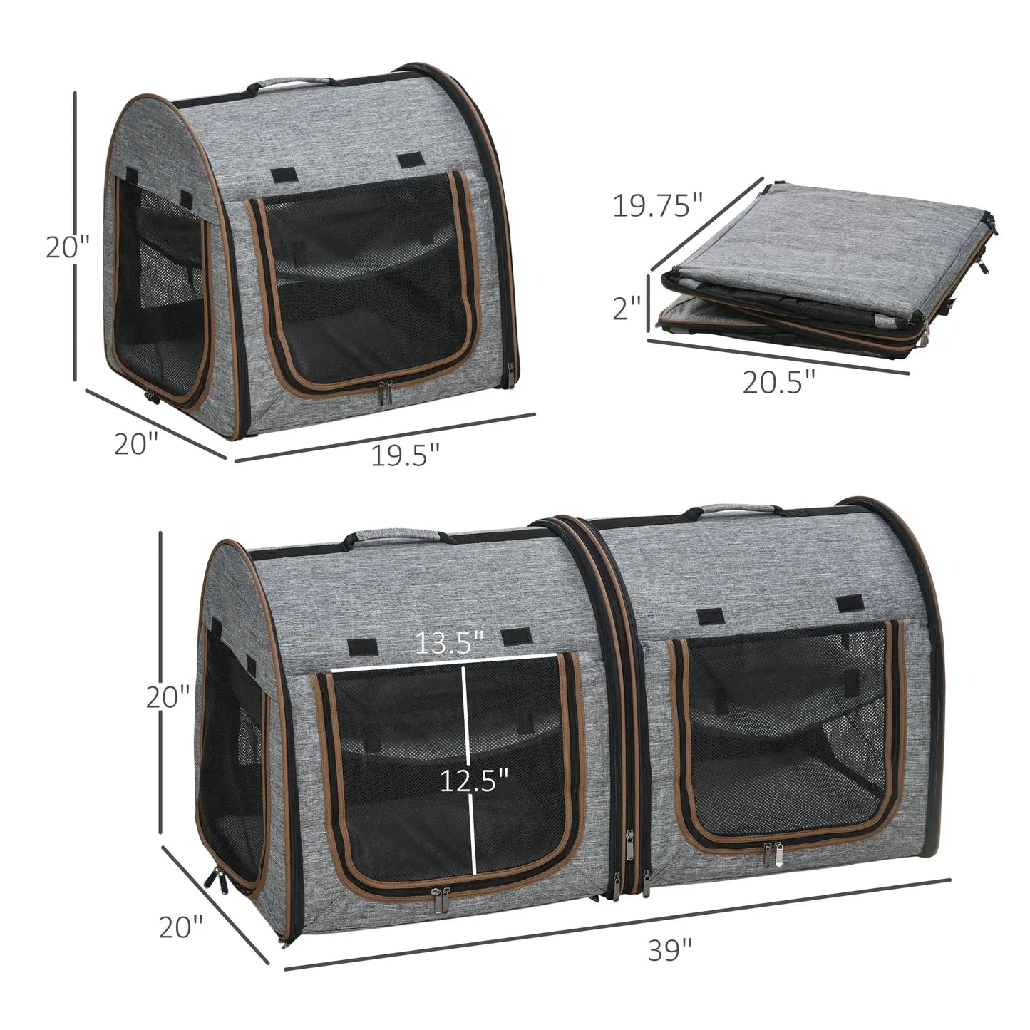 Dual Compartment Portable Cat Carrier Pets univers confort