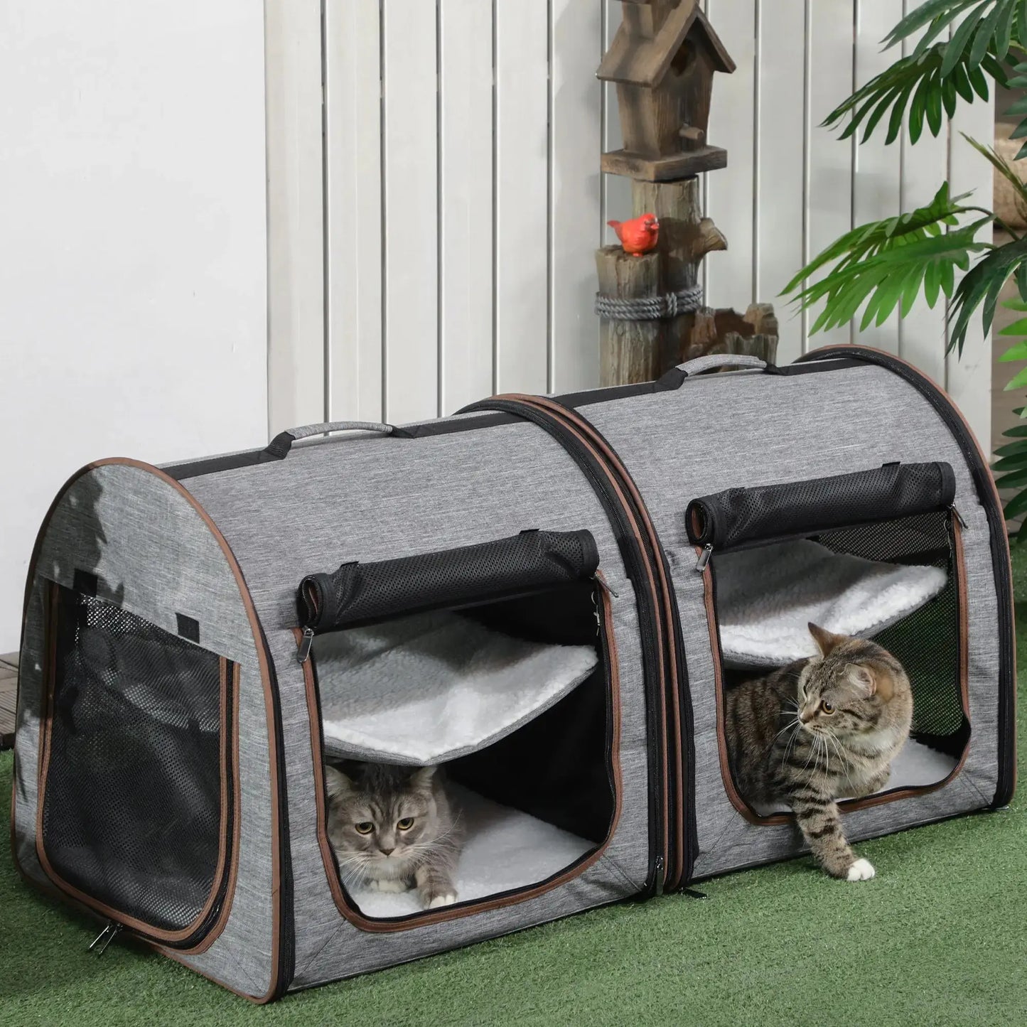 Dual Compartment Portable Cat Carrier Pets univers confort