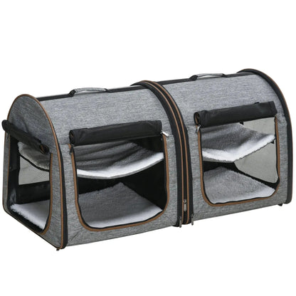 Dual Compartment Portable Cat Carrier Pets univers confort