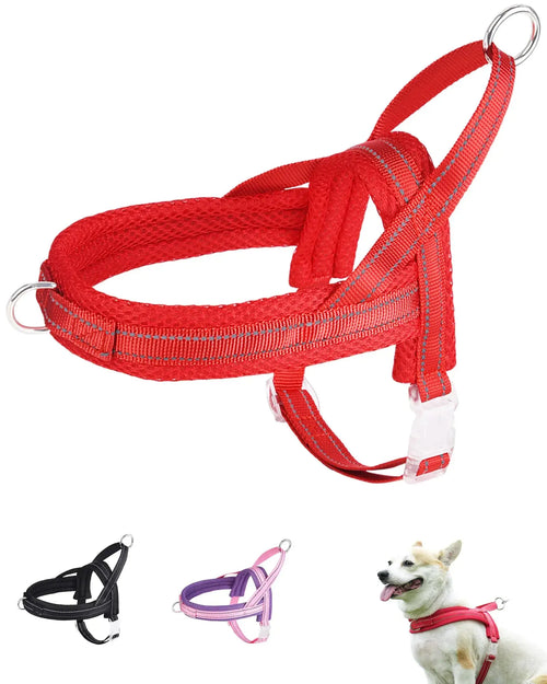 Red XS Breathable No-Pull Puppy Harness Pets univers confort