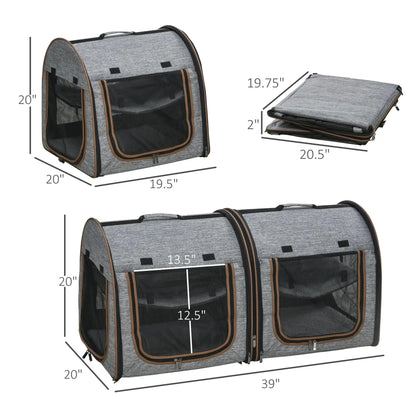 Dual Compartment Portable Cat Carrier Pets univers confort