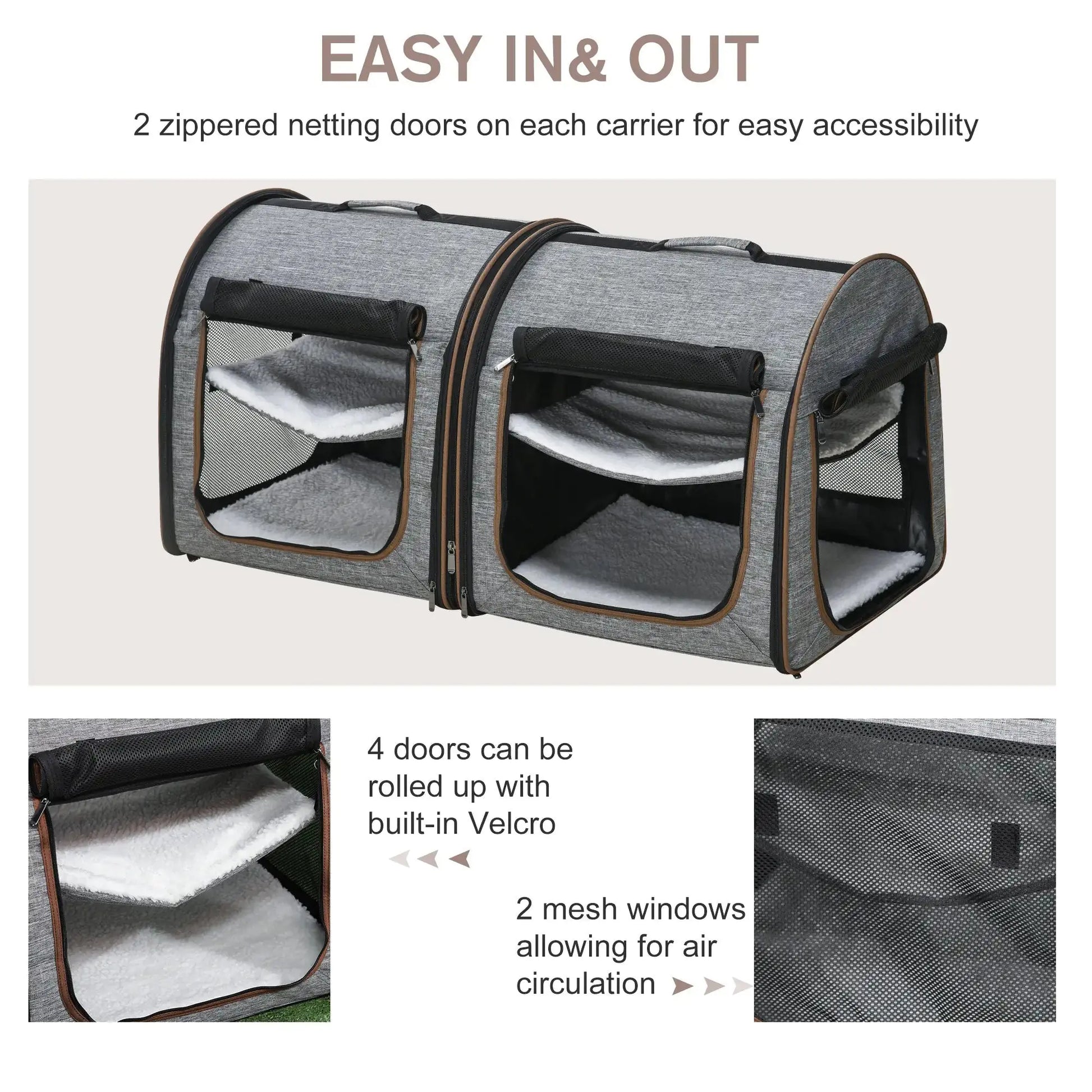 Dual Compartment Portable Cat Carrier Pets univers confort