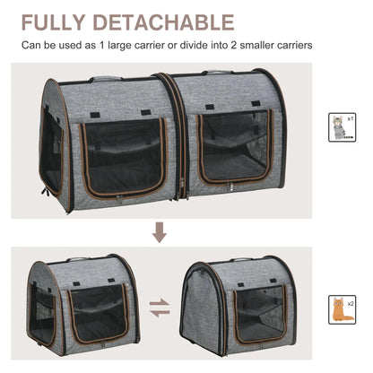 Dual Compartment Portable Cat Carrier Pets univers confort