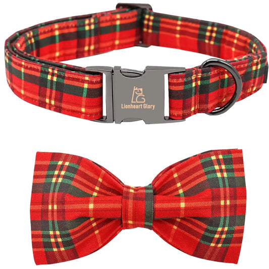 Lionheart Festive Plaid Dog Bow Collar Pets univers confort