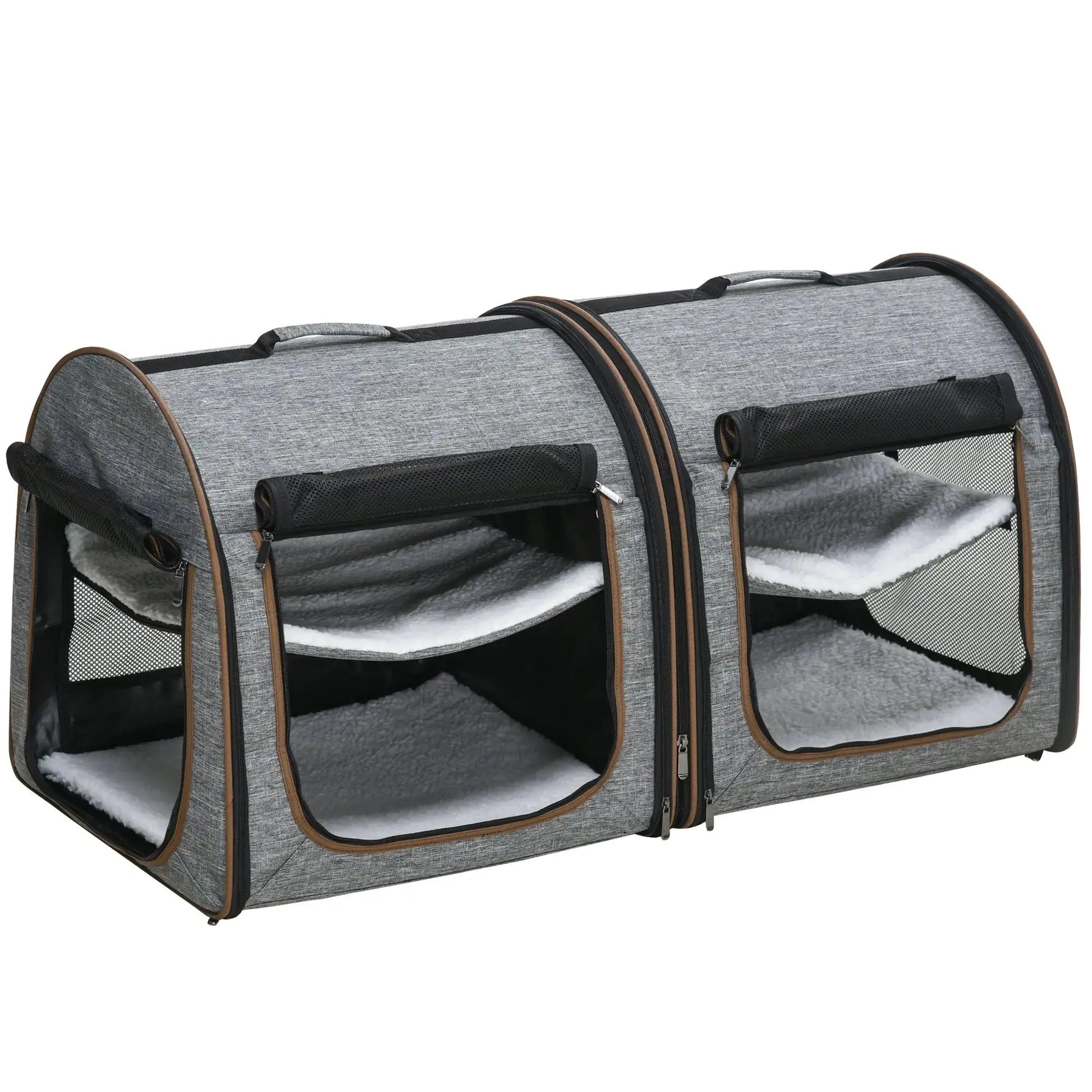 Dual Compartment Portable Cat Carrier Pets univers confort