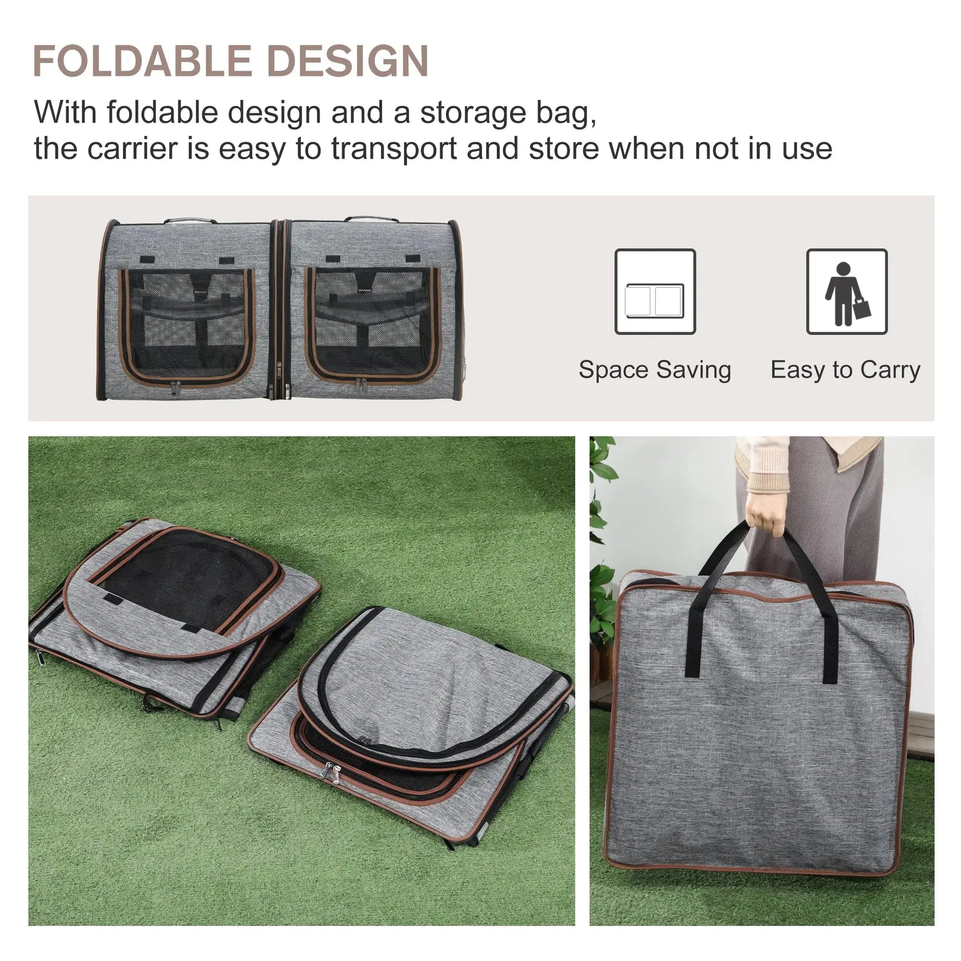 Dual Compartment Portable Cat Carrier Pets univers confort