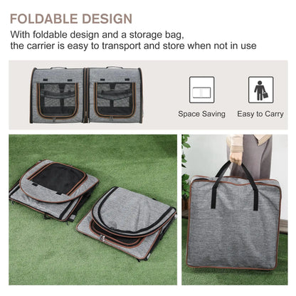 Dual Compartment Portable Cat Carrier Pets univers confort