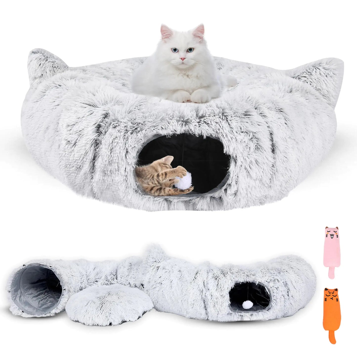 Cozy Catnap Tunnel Bed with Catnip Toys Pets univers confort