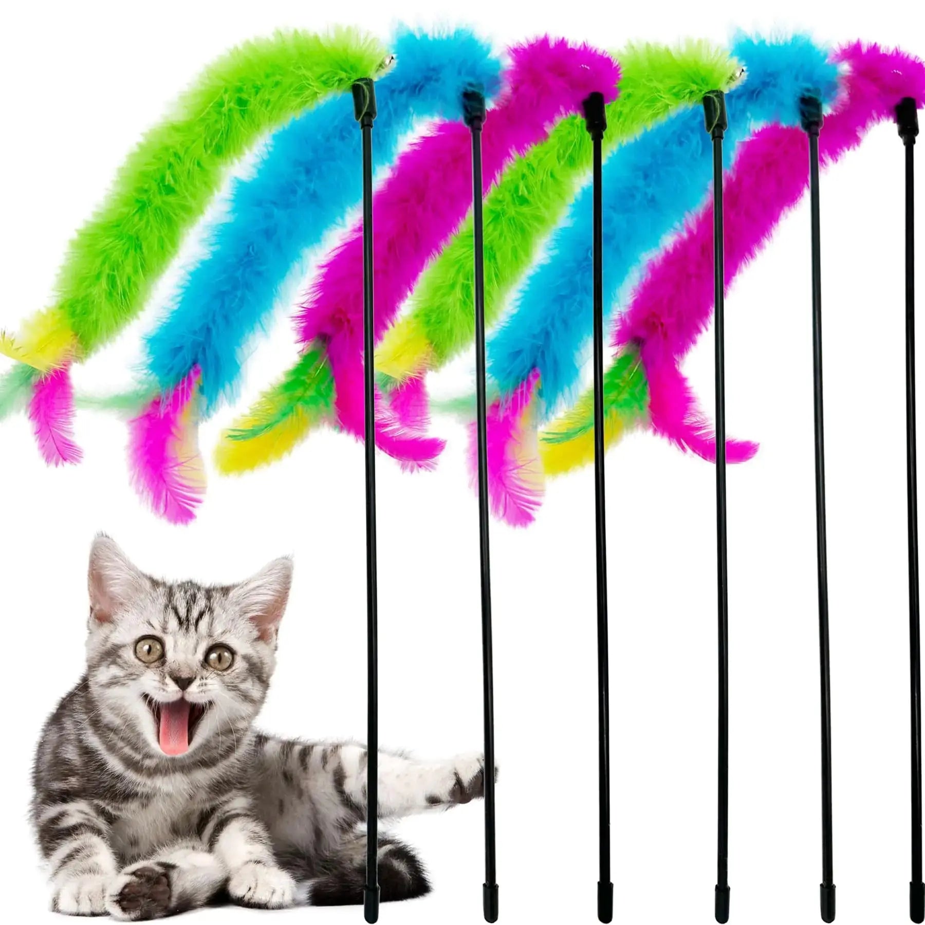 FelineFun 6-Pack Cat Feather Wands Pets univers confort