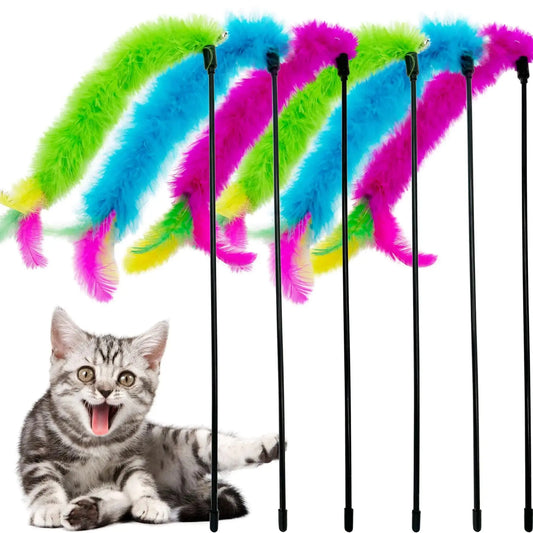 FelineFun 6-Pack Cat Feather Wands Pets univers confort